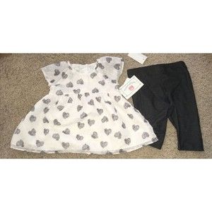 Marmellata Baby Girls Heart Dress Top Legging 2 Piece Set 24 Month White Black
